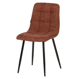 498003 Silla de diseño moderno tapizado terracota costuras cuadrícula y patas metal negro