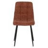 498003 Silla de diseño moderno tapizado terracota costuras cuadrícula y patas metal negro
