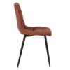 498003 Silla de diseño moderno tapizado terracota costuras cuadrícula y patas metal negro