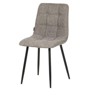 498005 Silla de diseño moderno tapizado gris costuras cuadrícula y patas metal negro