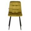 498006 Silla de diseño moderno terciopelo verde costuras cuadrícula y patas metal negro