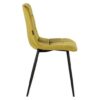 498006 Silla de diseño moderno terciopelo verde costuras cuadrícula y patas metal negro