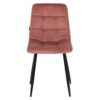 498007 Silla de diseño moderno terciopelo rosa costuras cuadrícula y patas metal negro