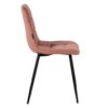 498007 Silla de diseño moderno terciopelo rosa costuras cuadrícula y patas metal negro