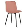 498007 Silla de diseño moderno terciopelo rosa costuras cuadrícula y patas metal negro