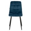498008 Silla de diseño moderno terciopelo azul costuras cuadrícula y patas metal negro