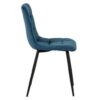 498008 Silla de diseño moderno terciopelo azul costuras cuadrícula y patas metal negro