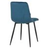498008 Silla de diseño moderno terciopelo azul costuras cuadrícula y patas metal negro