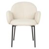 498009 Silla con reposabrazos de diseño moderno tapizado beige y patas metal negro - Imagen 2