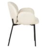 498009 Silla con reposabrazos de diseño moderno tapizado beige y patas metal negro
