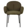 498010 Silla con reposabrazos de diseño moderno tapizado verde y patas metal negro - Imagen 2