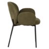 498010 Silla con reposabrazos de diseño moderno tapizado verde y patas metal negro - Imagen 3