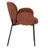 498011 Silla con reposabrazos de diseño moderno tapizado terracota y patas metal negro