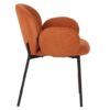 498012 Silla con reposabrazos de diseño moderno tapizado naranja y patas metal negro