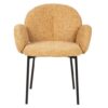 498013 Silla con reposabrazos de diseño moderno tapizado amarillo y patas metal negro