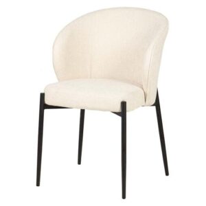 498014 Silla de diseño moderno tapizado beige y patas metal negro