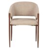 498015 Silla con reposabrazos de diseño moderno tapizado marrón y patas metal acabado madera