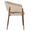 498015 Silla con reposabrazos de diseño moderno tapizado marrón y patas metal acabado madera