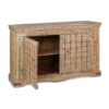 6050201 Baúl de diseño étnico 140 madera de acacia con tallas y hierro