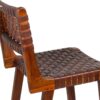 614010 Taburete alto de diseño vintage MANHATTAN madera de teka y piel marrón