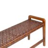 614020 Banco de diseño vintage MANHATTAN madera de teka y piel marrón
