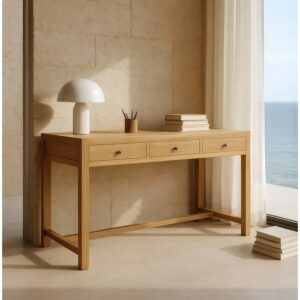 614422 Consola o escritorio de diseño rústico oriental 130 madera mindi natural