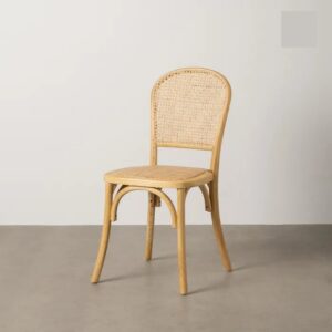 614567 Silla de diseño vintage madera y ratán acabado natural