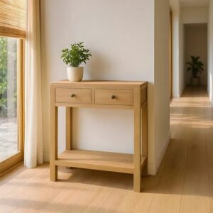614621 Consola de diseño rústico oriental 70 madera mindi natural