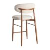 614626 Taburete alto de diseño moderno 65 acero acabado madera y tapizado beige