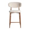 614626 Taburete alto de diseño moderno 65 acero acabado madera y tapizado beige