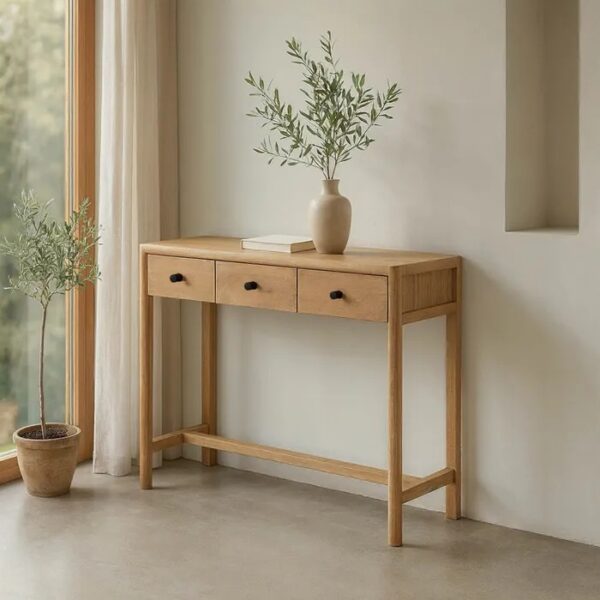 615332 Consola de diseño rústico colonial 90 madera de mango natural