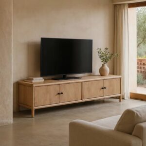 615333 Mueble de televisión gran tamaño diseño rústico colonial 190 madera de mango natural