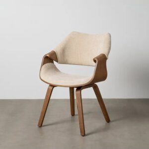 615339 Silla con reposabrazos diseño nórdico madera de haya y tapizado color crema