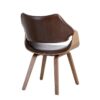 615340 Silla con reposabrazos diseño nórdico vintage madera de haya y tapizado símil piel marrón