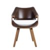 615340 Silla con reposabrazos diseño nórdico vintage madera de haya y tapizado símil piel marrón