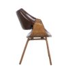 615340 Silla con reposabrazos diseño nórdico vintage madera de haya y tapizado símil piel marrón