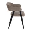 615354 Silla con reposabrazos diseño moderno acero negro y tapizado beige con costuras