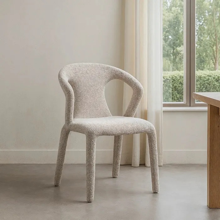 615367 Silla de diseño moderno con tapizado total en tela gris