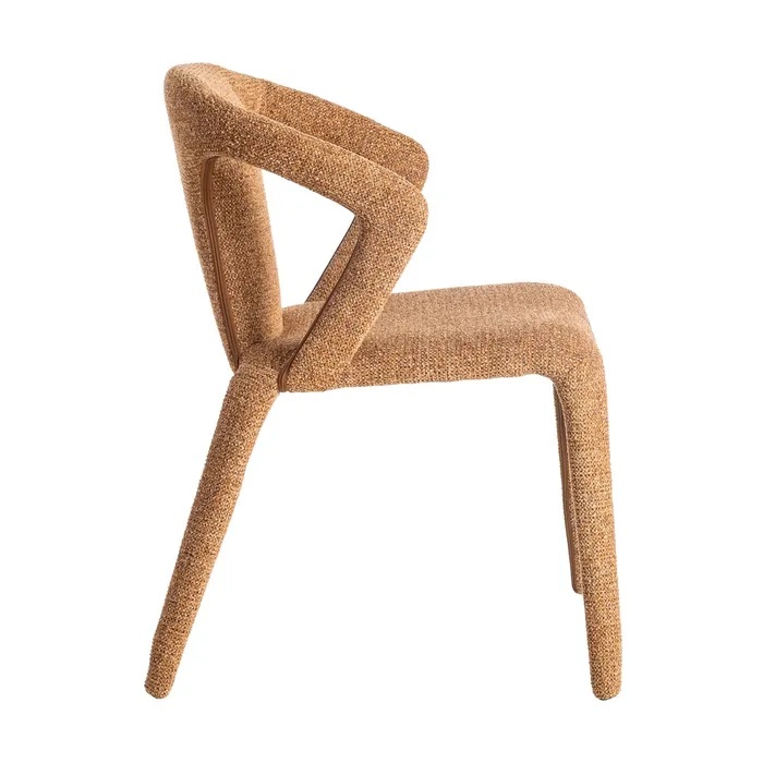 615369 Silla de diseño moderno con tapizado total en tela marrón