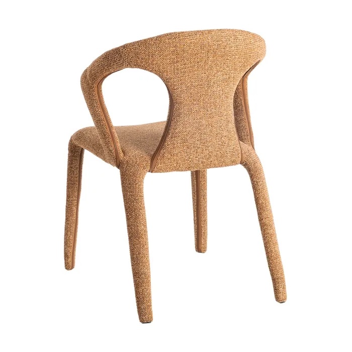 615369 Silla de diseño moderno con tapizado total en tela marrón