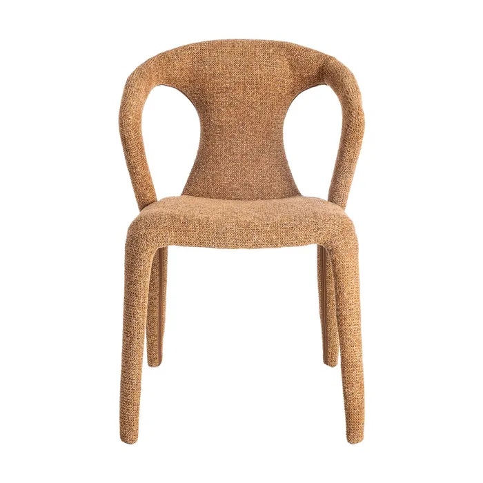 615369 Silla de diseño moderno con tapizado total en tela marrón