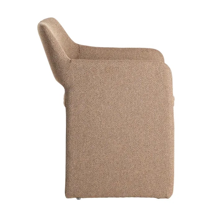 615375 Silla con reposabrazos diseño moderno tapizado total marrón con patrón de espiga