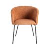 615380 Silla con reposabrazos diseño moderno tapizado calabaza y patas metal negro