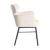 615383 Silla con reposabrazos diseño moderno tapizado crema y patas metal negro