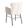 615383 Silla con reposabrazos diseño moderno tapizado crema y patas metal negro