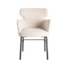 615383 Silla con reposabrazos diseño moderno tapizado crema y patas metal negro