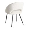 615395 Silla con reposabrazos diseño moderno tapizado crema y patas hierro negro