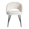 615395 Silla con reposabrazos diseño moderno tapizado crema y patas hierro negro