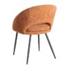 615396 Silla con reposabrazos diseño moderno tapizado calabaza y patas hierro negro