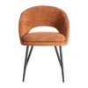 615396 Silla con reposabrazos diseño moderno tapizado calabaza y patas hierro negro